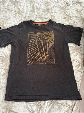 Arizona Jean Company Black Tee with Orange Surfboard Graphic